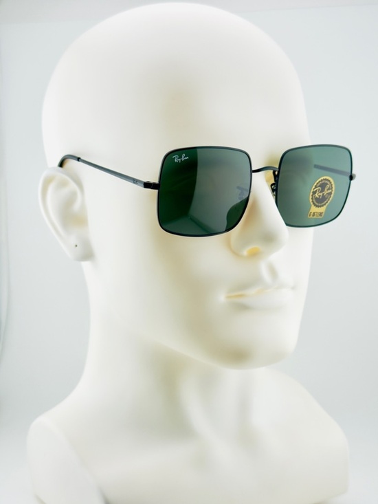 Ray-Ban Women’s Square Sunglasses RB1971 Polished Black Metal Frame Green Lenses main image 4